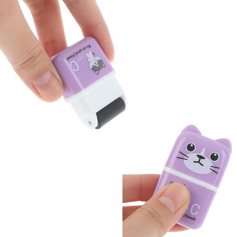 Xgood 24 Pieces Erasers Roller Erasers Portable Cube Pencil Flexible Rubber Cute Animal Durable Soft Eraser Gift Eraser with Roller Cases for School, Office, Kids(6 Patterns) - Image 4